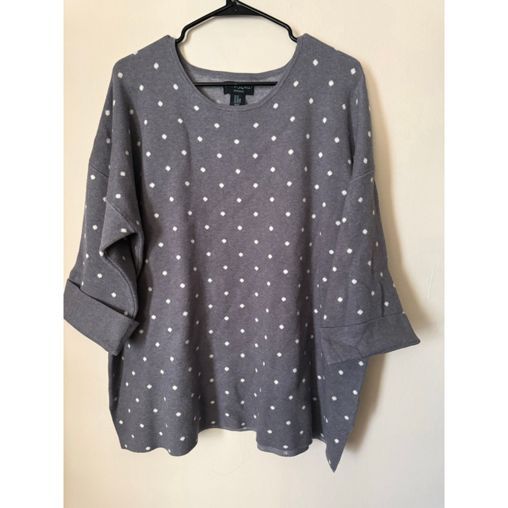 Women's Cynthia Rowley Plus Gray White Polka Dot Sweater 3X